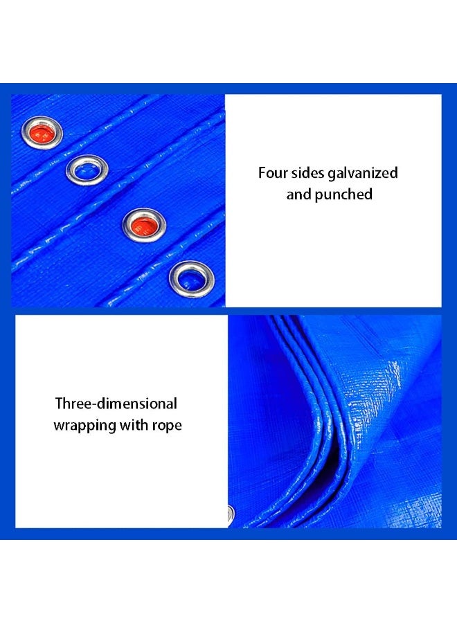 Waterproof Multi-Purpose Tarpaulin, Heavy Duty Tarp With Reinforced Eyelets, PE Blue Sheet Cover for Outdoor Camping, 160g/m² - Image 5
